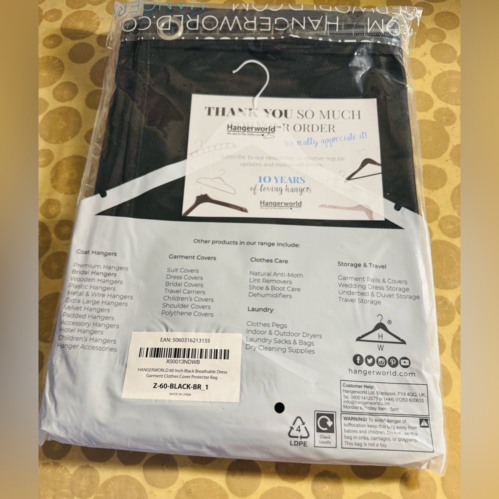 Black Garment Clothes Cover Protector bag - Picture 2 of 2